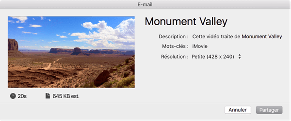 Partager la vidéo par mail avec iMovie