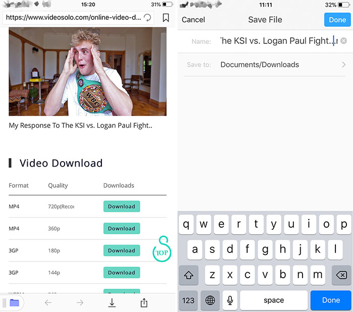 Download YouTube-video in iPhone