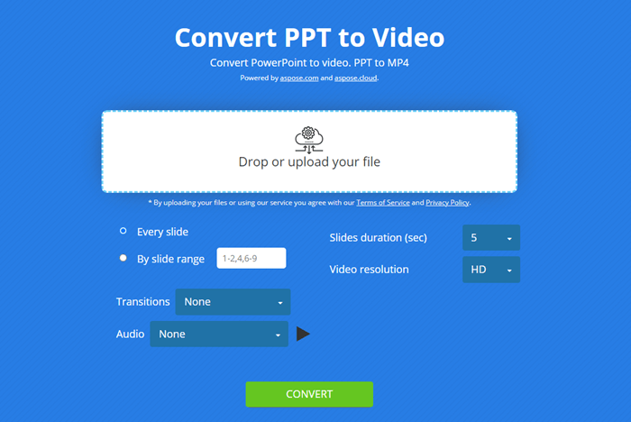 Aspose Online Convert PPT to Video