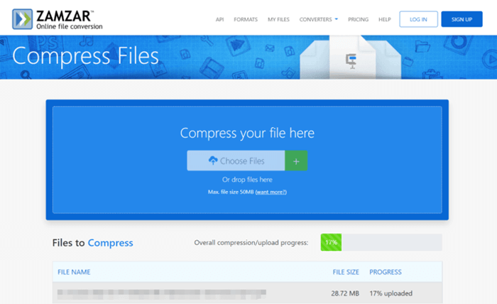 Compress Video on Zamzar