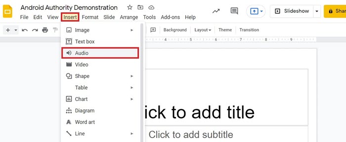 Google Slides Insert Audio