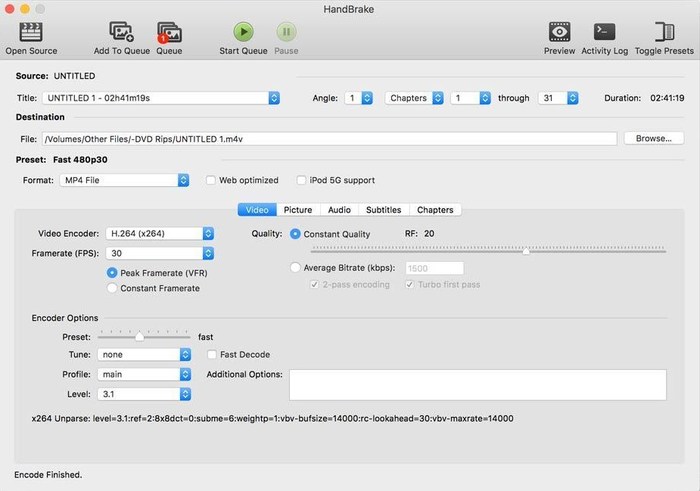 Handbrake to Rip Blu-ray على Mac