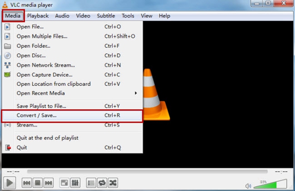 Clique no botão Converter no VLC