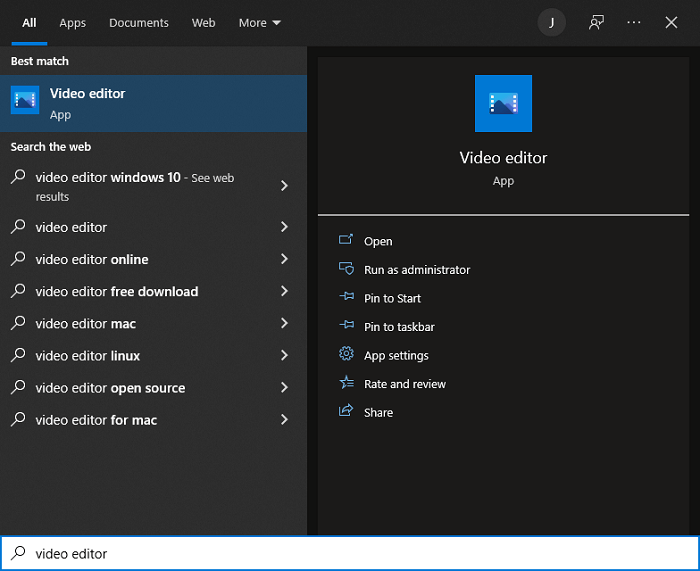 Search Windows Video Editor