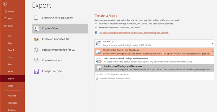 Microsoft PPT Video Timings and Narrations