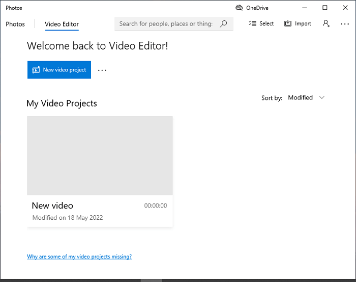 Start New Video Project Video Editor