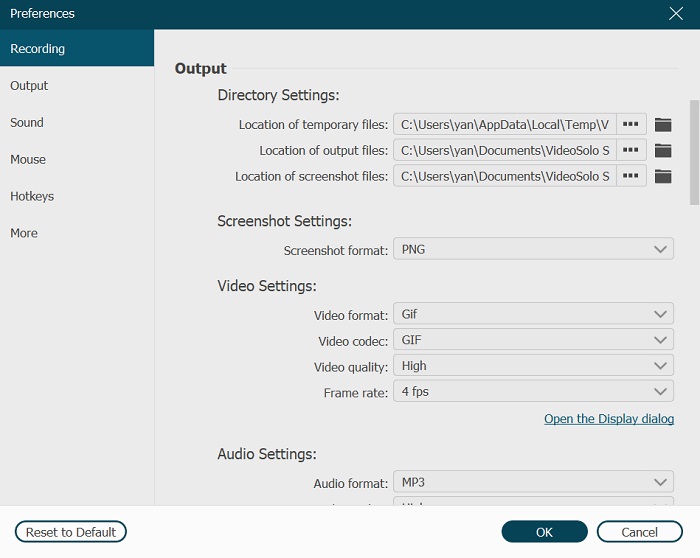 Modificar configurações de saída