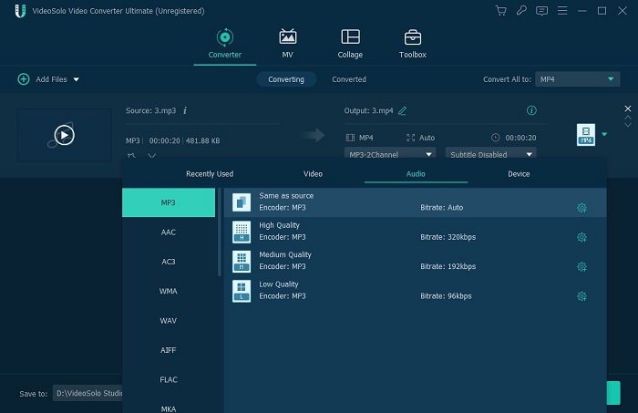 Set Output M4A Format